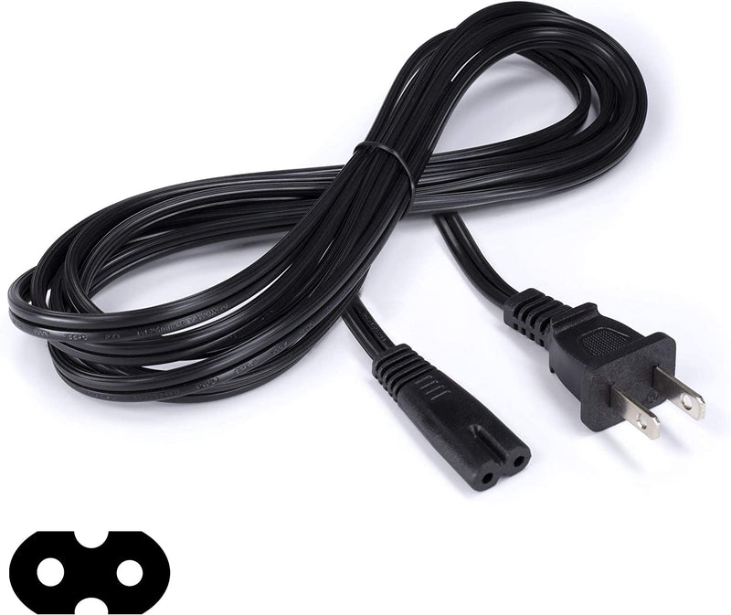Figure 8 Power Cord (2 Prong) with Copper Wire Core - Non Polarized for Satellite, CATV, Game Systems, and More - NEMA 1-15P to C7 C8 / IEC 320 - UL Listed - Black, 4 Feet (1.2 Meter) Power Cable