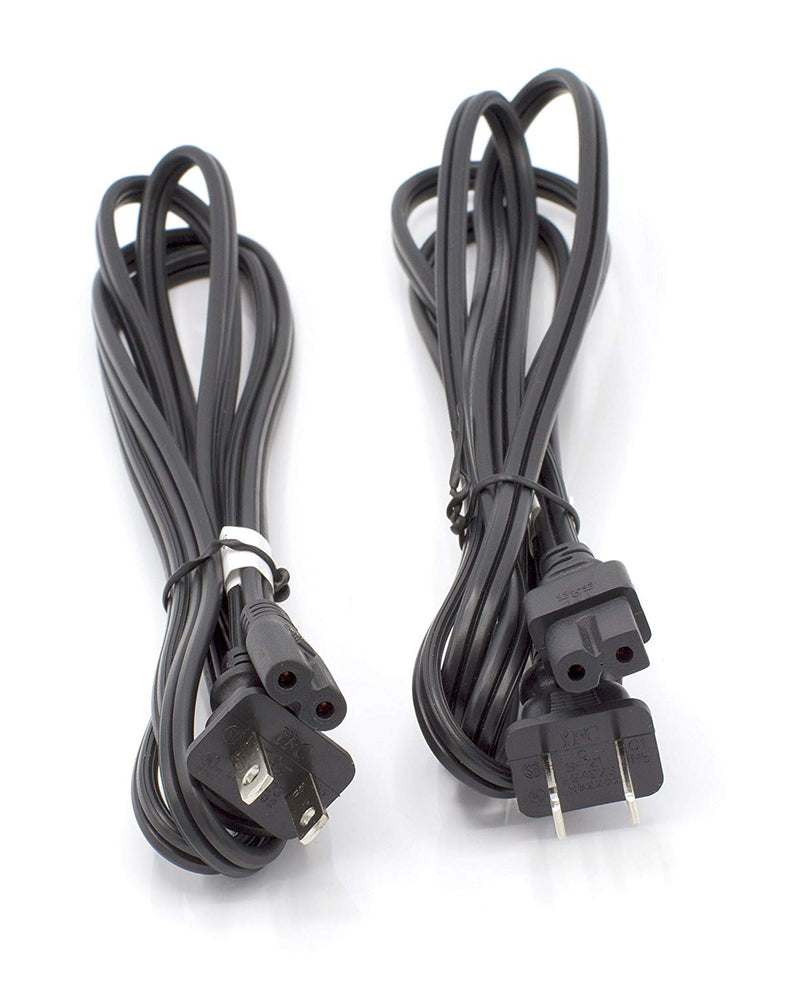 Two Pack of Power Cords - Includes Polarized and Figure 8 - 2 Prong 6ft