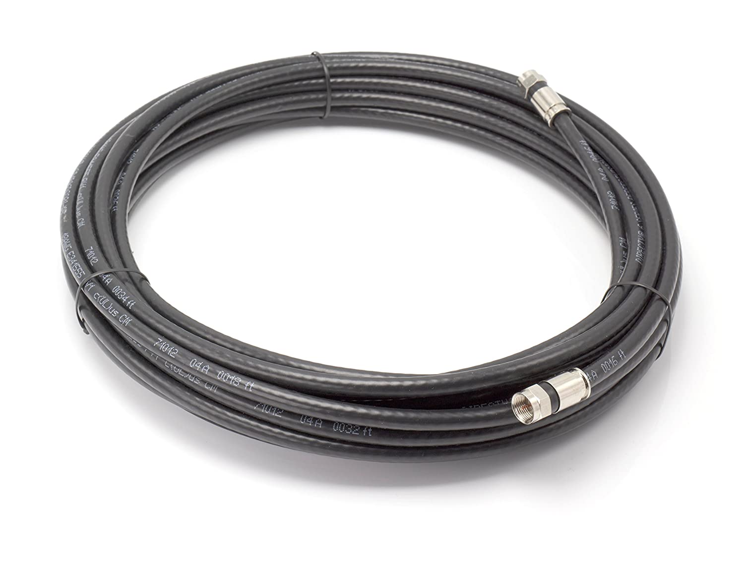50 Foot Black - Solid Copper Coax Cable - RG6 Coaxial Cable with Connectors, F81 / RF, Digital Coax for Audio/Video, Cable TV, Antenna, Internet, & Satellite, 50 Feet (15 Meter)