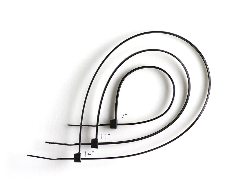 11 inch White Nylon Zip Ties - Strong Zip Tie, Wire Ties - Indoor and Outdoor Rated - No Tools Needed , Zip Ties (Wire Ties, Cable Ties), 100 Pack - White - 11"