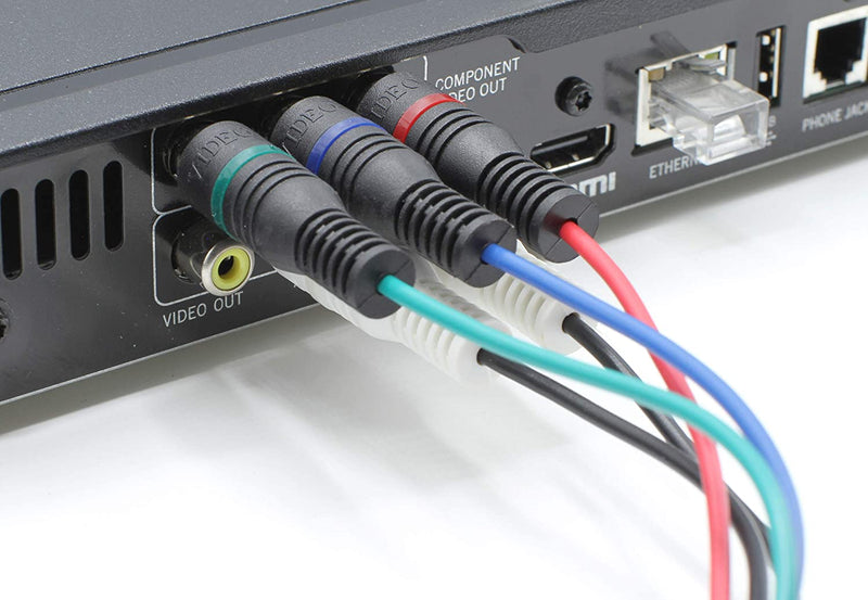 Component and Composite Video Audio Cable - (1 Pack) Quality Plated 5 RCA Cables (12 ft Length) - supports 480i, 480p, 720p and 1080i