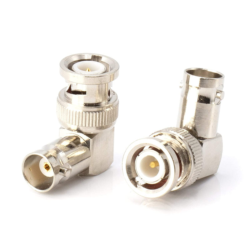 Right Angle BNC Connector - 4 Pack - BNC Elbow Male Female Adapter / 90 Degree Coaxial Connector / High Quality, well built, professional quality - HD SDI