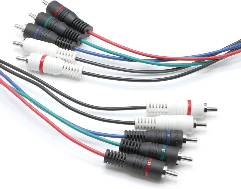 Component and Composite Video Audio Cable - (1 Pack) Quality Plated 5 RCA Cables (12 ft Length) - supports 480i, 480p, 720p and 1080i
