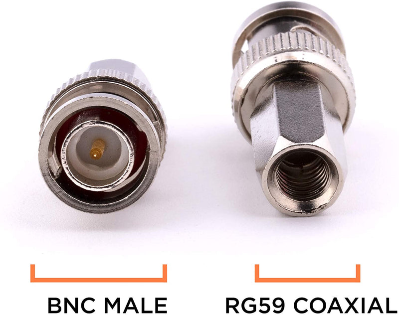 RG59 Coaxial Cable Connector, Screw On (Twist On) - SDI, HD-SDI, CCTV, Security, Video Card, Camera, Solderless - RG59 - Pack of 4