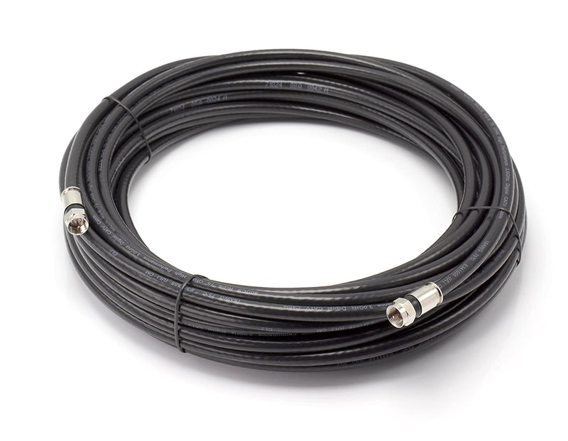 150 Foot Black - Solid Copper Coax Cable - RG6 Coaxial Cable with Connectors, F81 / RF, Digital Coax for Audio/Video, Cable TV, Antenna, Internet, & Satellite, 150 Feet (45 Meter)