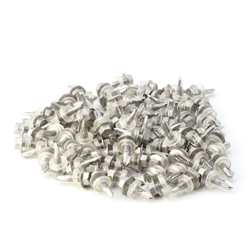 #12 Size, 3/4" Length (19mm) - Self Tapping Screw - Self Drilling Screw - 410 Stainless Steel Screws = Exceptional Wear and Very Corrosion Resistant) - Hex Washer Head - 100pcs