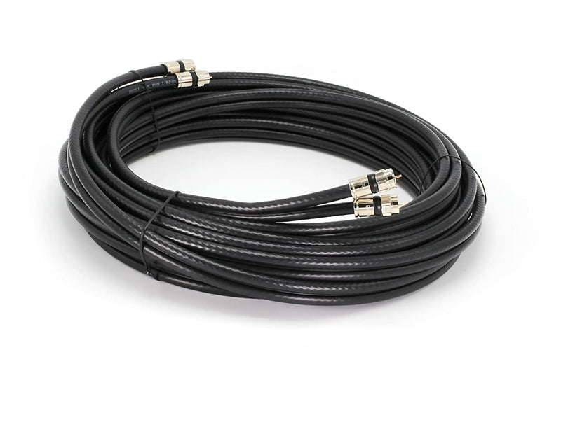 150ft Dual RG6 Coax Twin Coaxial Cable (Siamese Cable) 18AWG Coaxial Cable Satellite, Antenna& CATV Grade with Weather Proof Compression Connectors, Black
