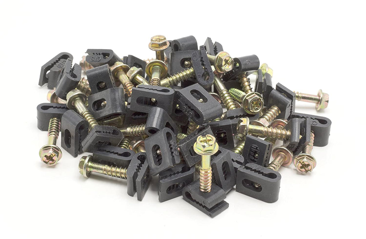 THE CIMPLE CO - Mini Wire Cable Clips, Electrical Wire Cable Clip, 1/10 in (3 mm) Screw Clip and Fastener, Black (10 pieces per bag)