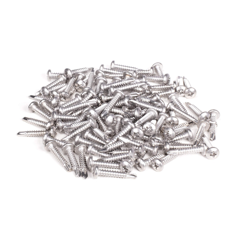 #10 Size, 1" Length (25mm) - Self Tapping Screw - Self Drilling Screw - 410 Stainless Steel Screws = Exceptional Wear and Very Corrosion Resistant) - Phillips Pan Head - 100pcs