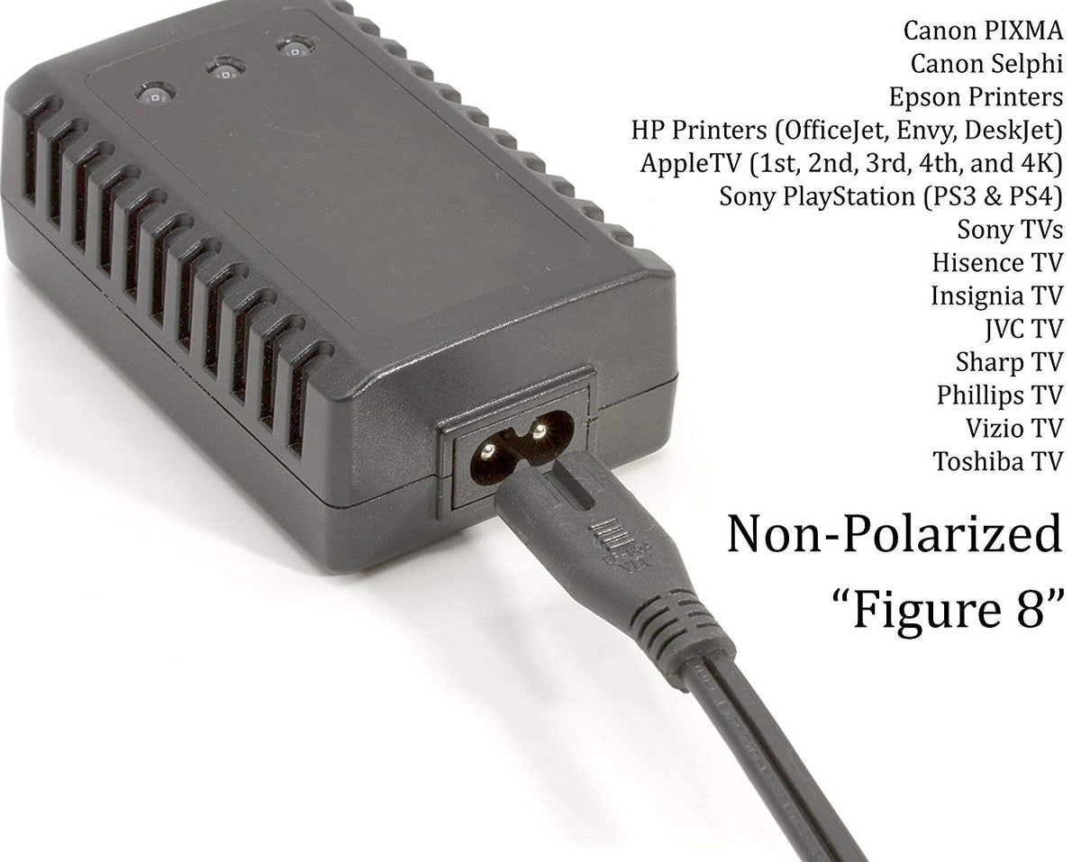 Two Pack of Power Cords - Includes Polarized and Figure 8 - 2 Prong 10ft