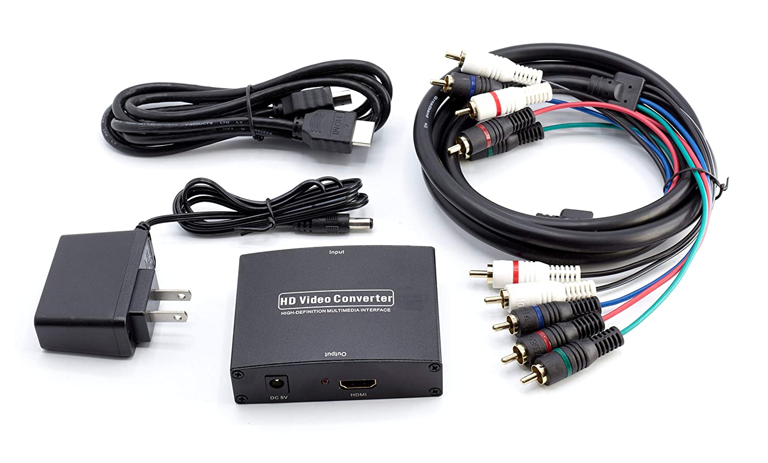 Component YPbPr to HDMI Converter Kit - RGB to HDMI Adapter with HDMI and Component Cable for 1080 HDTV (Black)