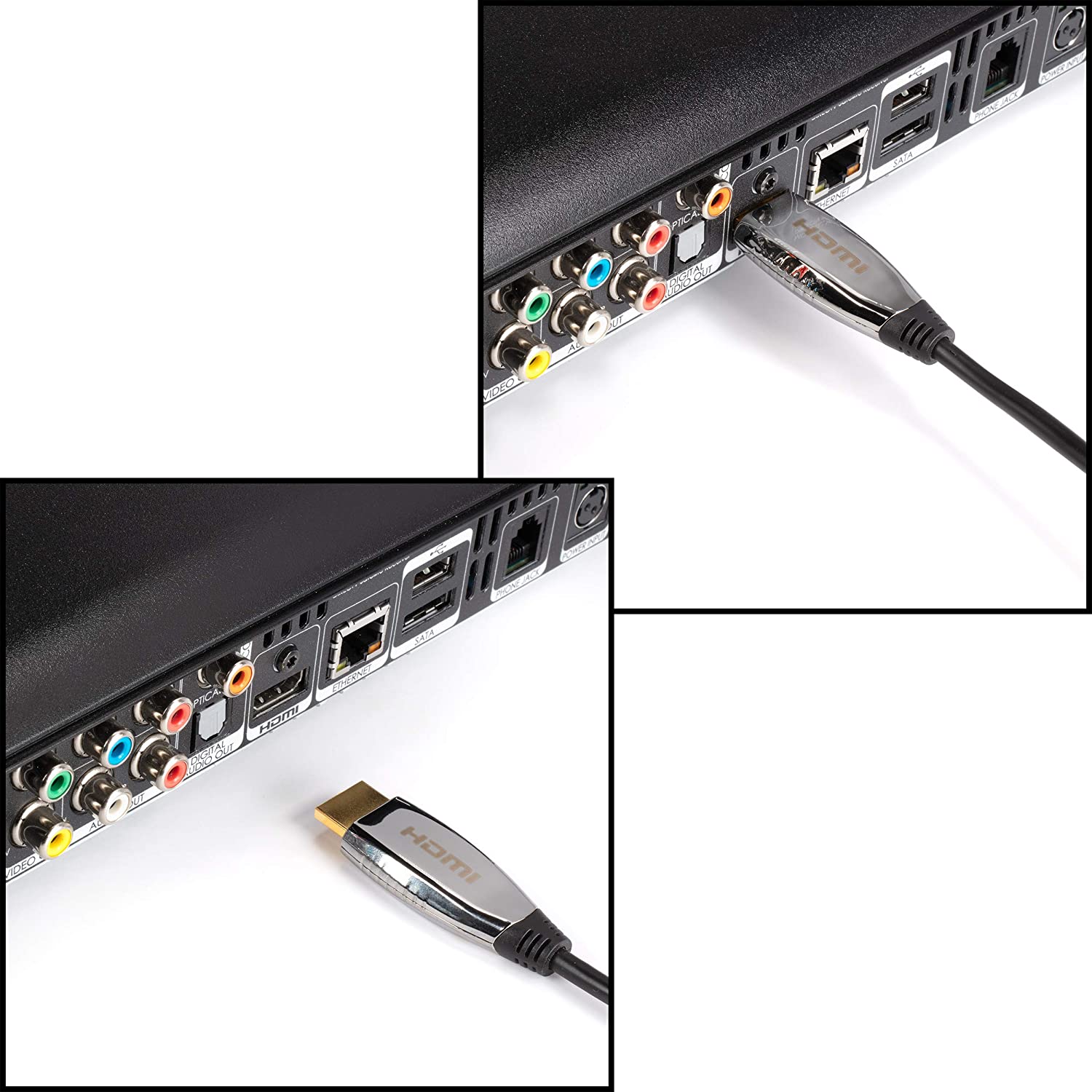 20 Feet, 4K Fiber Optic HDMI Cable, Ultra High Speed Fiber Optic 18Gbps 4K @ 60Hz, 4:4:4 HDR, HDCP, ARC, 3D and More - Hybrid HDMI with Gold Connectors