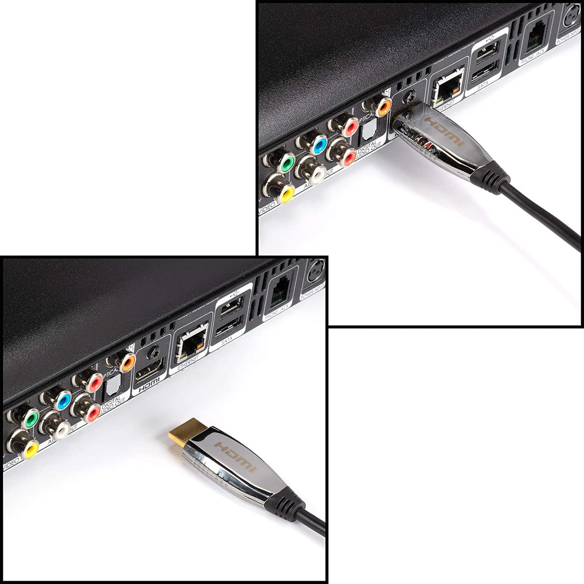 6 Feet, 4K Fiber Optic HDMI Cable, Ultra High Speed Fiber Optic 18Gbps 4K @ 60Hz, 4:4:4 HDR, HDCP, ARC, 3D and More - Hybrid HDMI with Gold Connectors