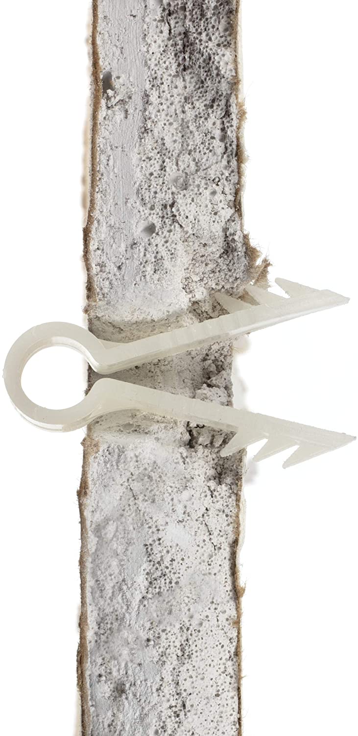 Stucco and Drywall Cable Clips for Coaxial and similar Cables - High Quality Push-In Masonry Anchors - RG59, RG6, Ethernet, and Similar - Cable Clips, Pack of 100 - White