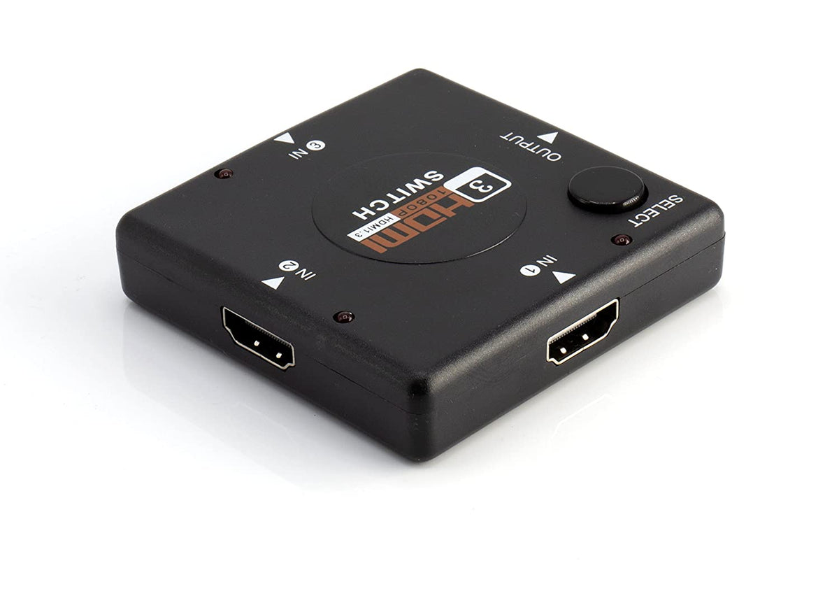 3 Port HDMI Switch Kit - 4K HDMI Switcher with IR Remote and HDMI Cable for 3 in 1 Gaming Console - Supports 4K, 1080P, 3D (Black)