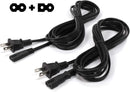 2 Slot Power Cord Two Pack - Includes Both Types: Polarized (Squared End) and Non-Polarized (Figure 8 End) - NEMA 1-15P to C7 C8 UL Listed - 18 AWG, 10 Amps, 125 Volts - 6 Feet (1.8 Meter), Black