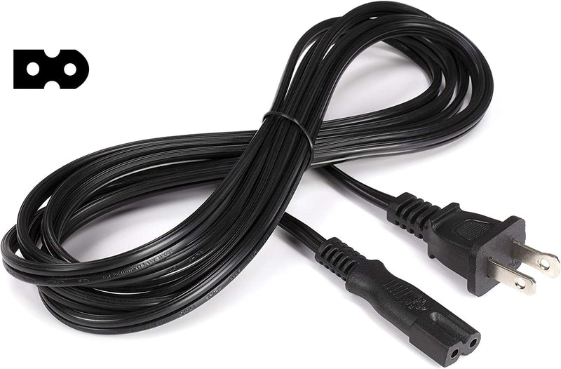 Polarized 2 Prong Power Cord with Copper Wire Core - (Square/Round) for Satellite, CATV, Game Systems, and More -  NEMA 1-15P to C7 C8 / IEC320 - UL Listed - Black, 6 Feet (1.8 Meter) Power Cable