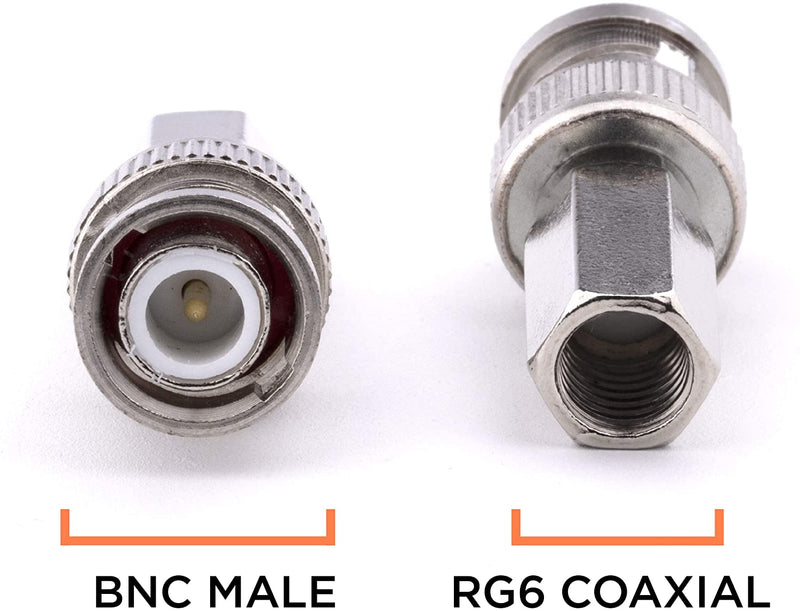 RG6 Coaxial Cable Connector, Screw On (Twist On) - SDI, HD-SDI, CCTV, Security, Video Card, Camera, Solderless - RG6 - Pack of 4