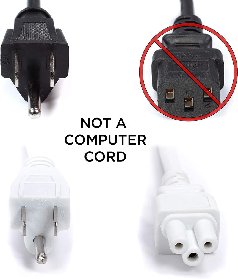 AC Power Cord (3 Prong) - White, 25 Feet (7.5 Meter) - Premium Quality Copper Wire Core - Mouse Style for Laptops, Computers, & Power Supplies - NEMA 5-15P to C5 / IEC 320 - UL Listed