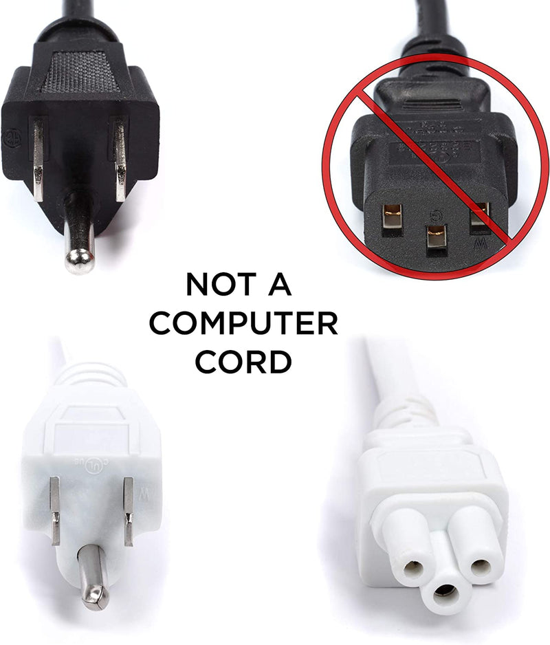 AC Power Cord (3 Prong) - White, 3 Feet (0.9 Meter) - Premium Quality Copper Wire Core - Mouse Style for Laptops, Computers, & Power Supplies - NEMA 5-15P to C5 / IEC 320 - UL Listed