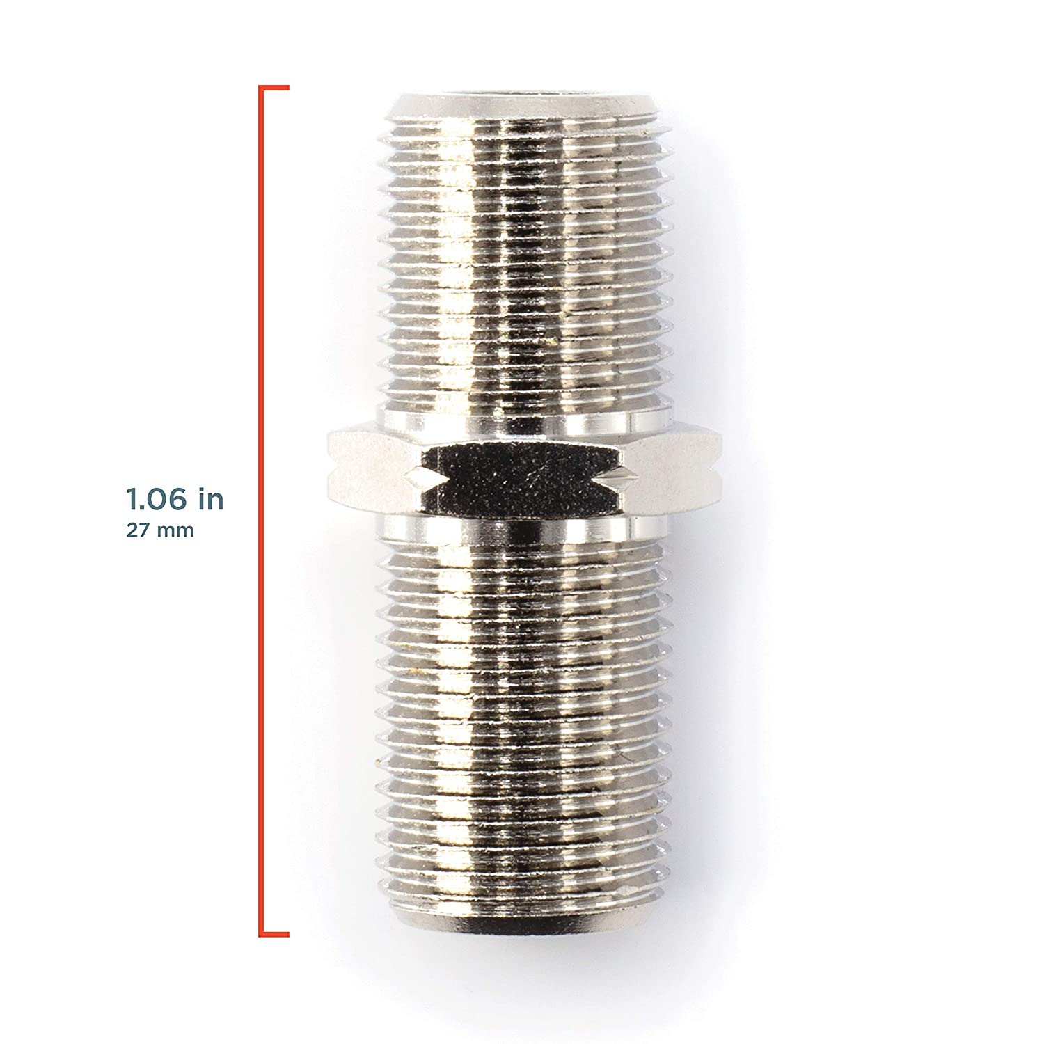 Cable Extension Coupler, with Washer and Nut - 4 Pack - Works with Wall plates - Connects Two Coaxial Video Cables, for Coax F81 (female to female) High Quality 3GHz Satellite, CATV
