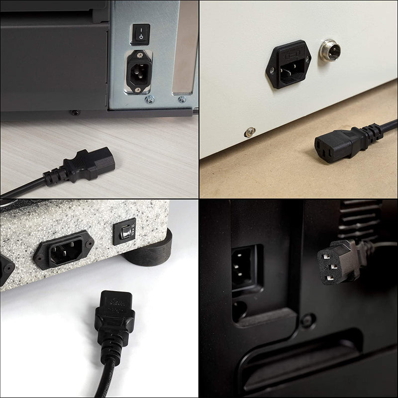 AC Power Cord (3 Prong) - 1 Foot (0.3 Meter), Black - Premium Quality Copper Wire Core - Computer, Medical, Server & Desktop - NEMA 5-15 to C13 / IEC 320 - UL Listed Power Cable