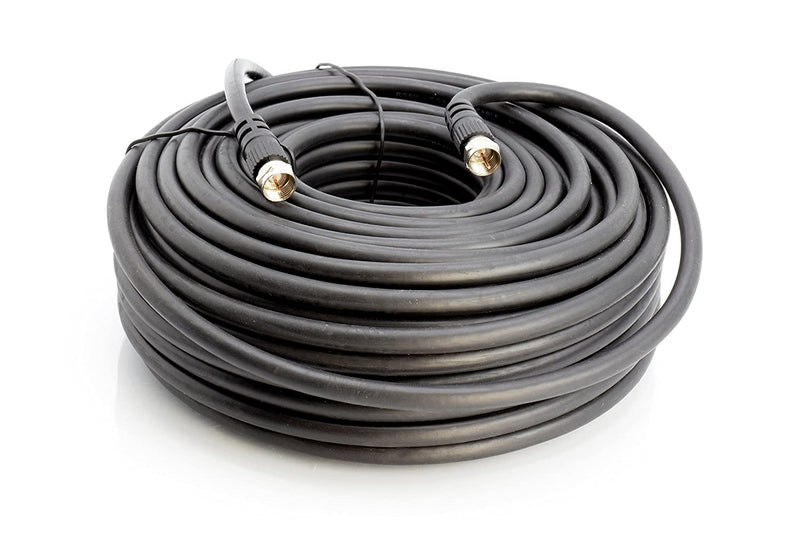 Coaxial Cable (Coax Cable) 75ft with Easy Grip Connector Caps- Black - 75 Ohm RG6 F-Type Coaxial TV Cable - 75 Feet Black