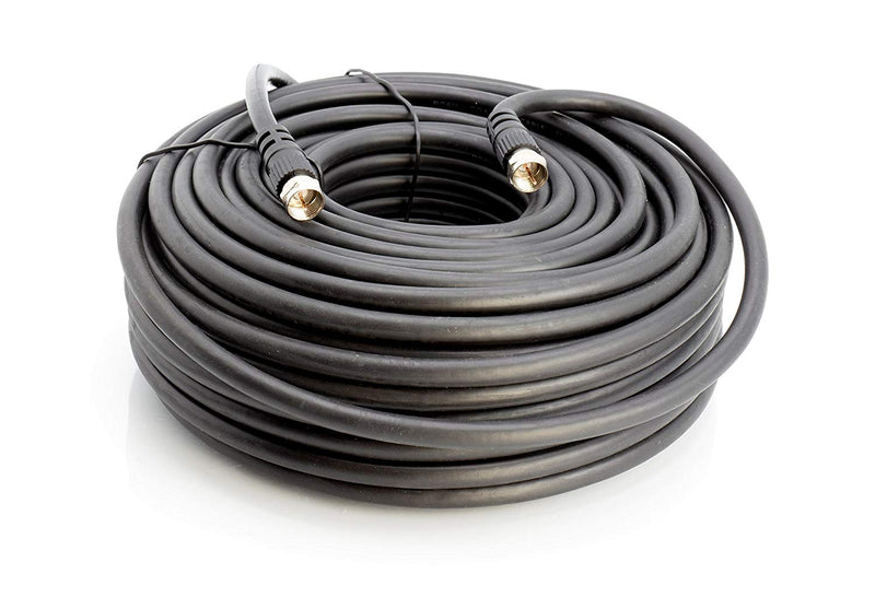 Quality RF Coaxial Cable 100 FT | BLACK | Premium RG6 F-Type Coax – 75 Ohm