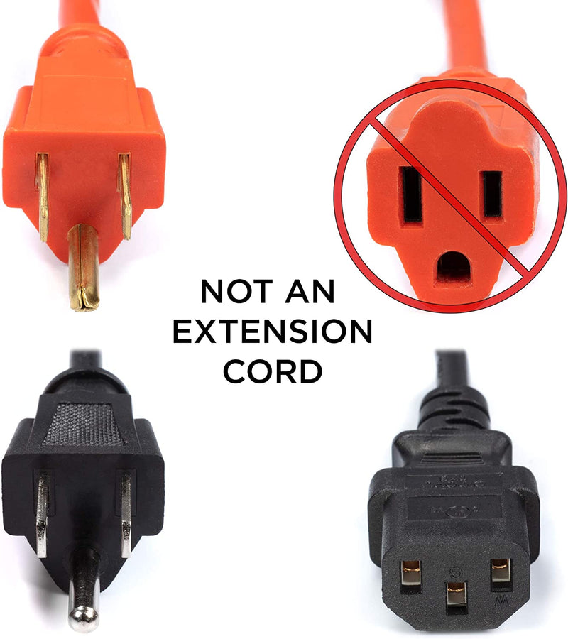 AC Power Cord (3 Prong) - 10 Feet (3 Meter), Black - Premium Quality Copper Wire Core - Computer, Medical, Server & Desktop - NEMA 5-15 to C13 / IEC 320 - UL Listed Power Cable