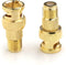 Gold RF (F81) and BNC Coaxial Adapter - 4 Pack - BNC Male to Female F81 (F-Pin) Connector, Adapter, Coupler, and Converter - For RG11, RG6, RG59, RG58, SDI, HD SDI, CCTV