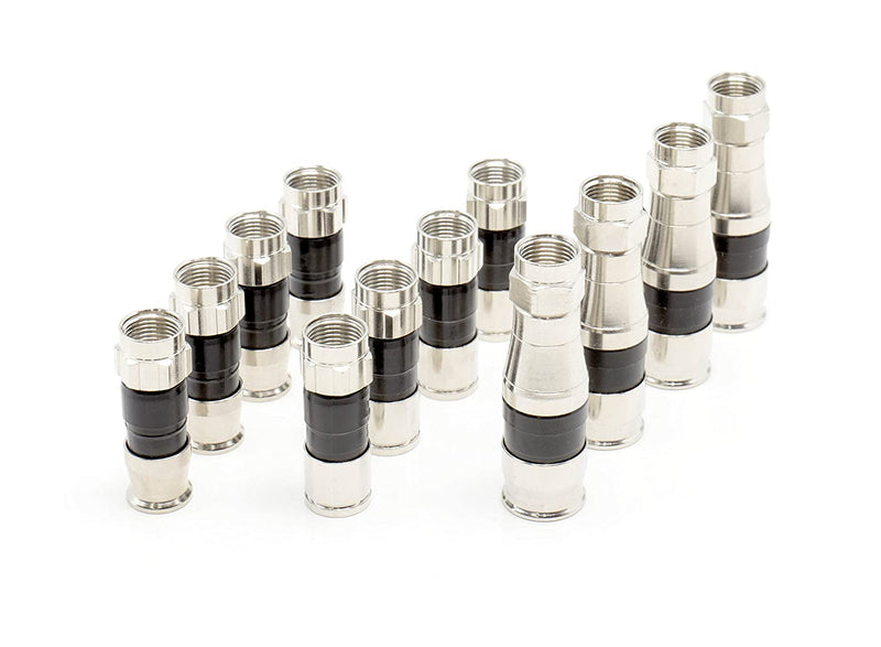 Coaxial Cable Compression Fitting - Connector Multipack for RG59, RG6, and RG11 Coax Cable - with Weather Seal O Ring and Water Tight Grip (10 Pack of Each - 30 Connectors Total)