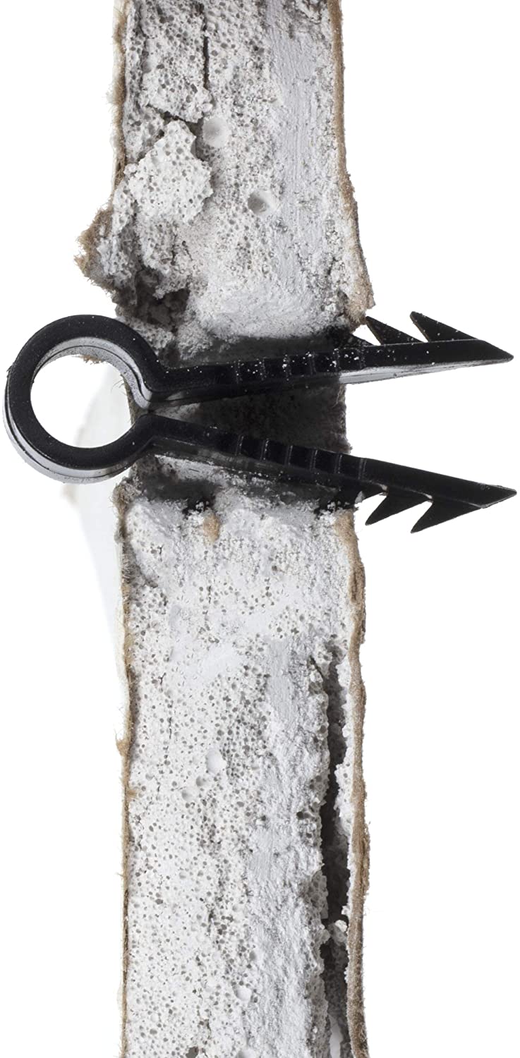 Stucco and Drywall Cable Clips for Coaxial and similar Cables - High Quality Push-In Masonry Anchors - RG59, RG6, Ethernet, and Similar - Cable Clips, Pack of 50 - Black