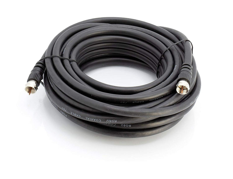 Quality RF Coaxial Cable 12 FT | BLACK | Premium RG6 F-Type Coax – 75 Ohm