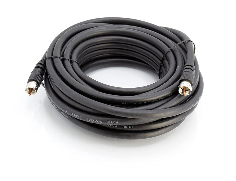 Coaxial Cable (Coax Cable) 6ft with Easy Grip Connector Caps- Black - 75 Ohm RG6 F-Type Coaxial TV Cable - 6 Feet Black