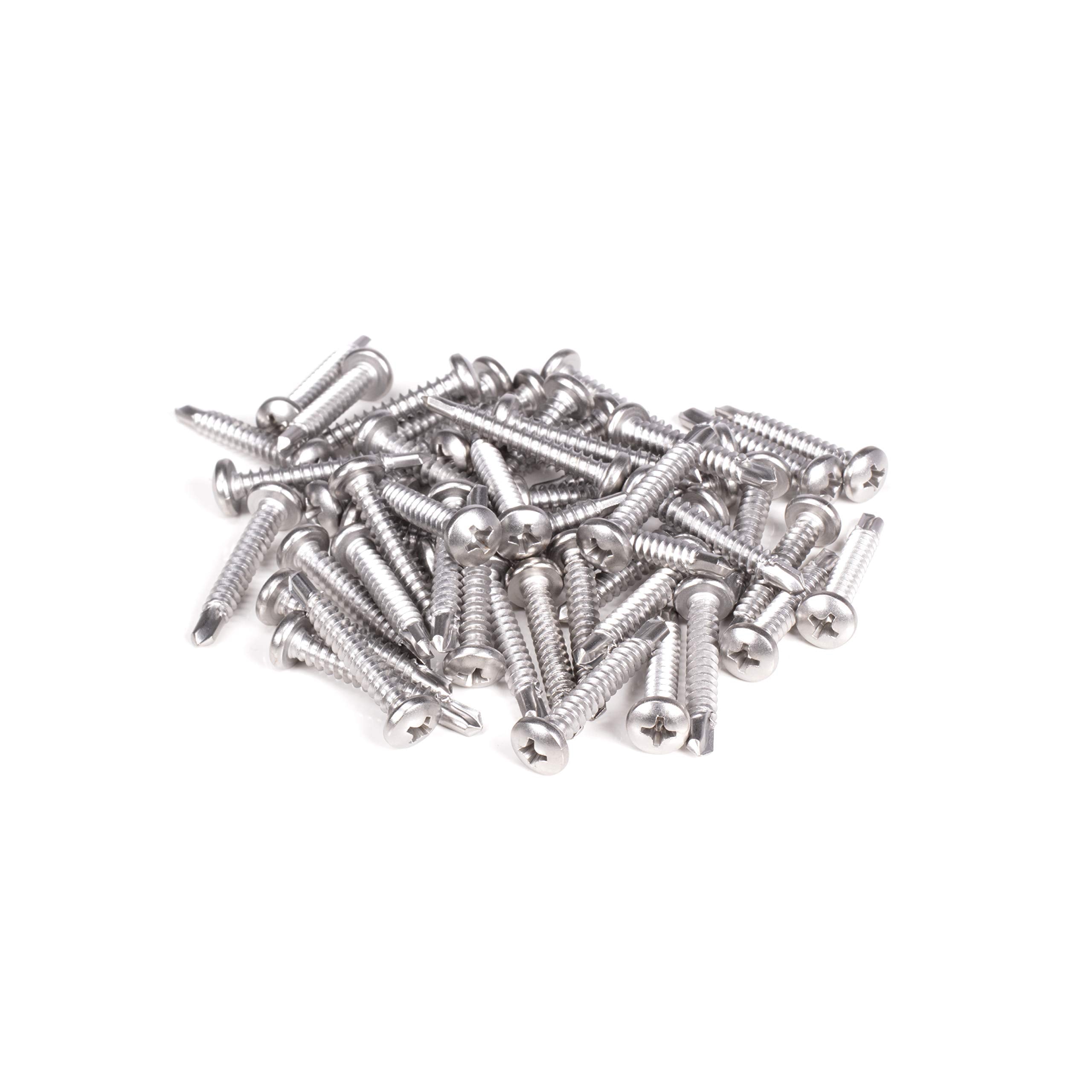 #10 Size, 1 1/4" Length (32mm) - Self Tapping Screw - Self Drilling Screw - 410 Stainless Steel Screws = Exceptional Wear and Very Corrosion Resistant) - Phillips Pan Head - 100pcs