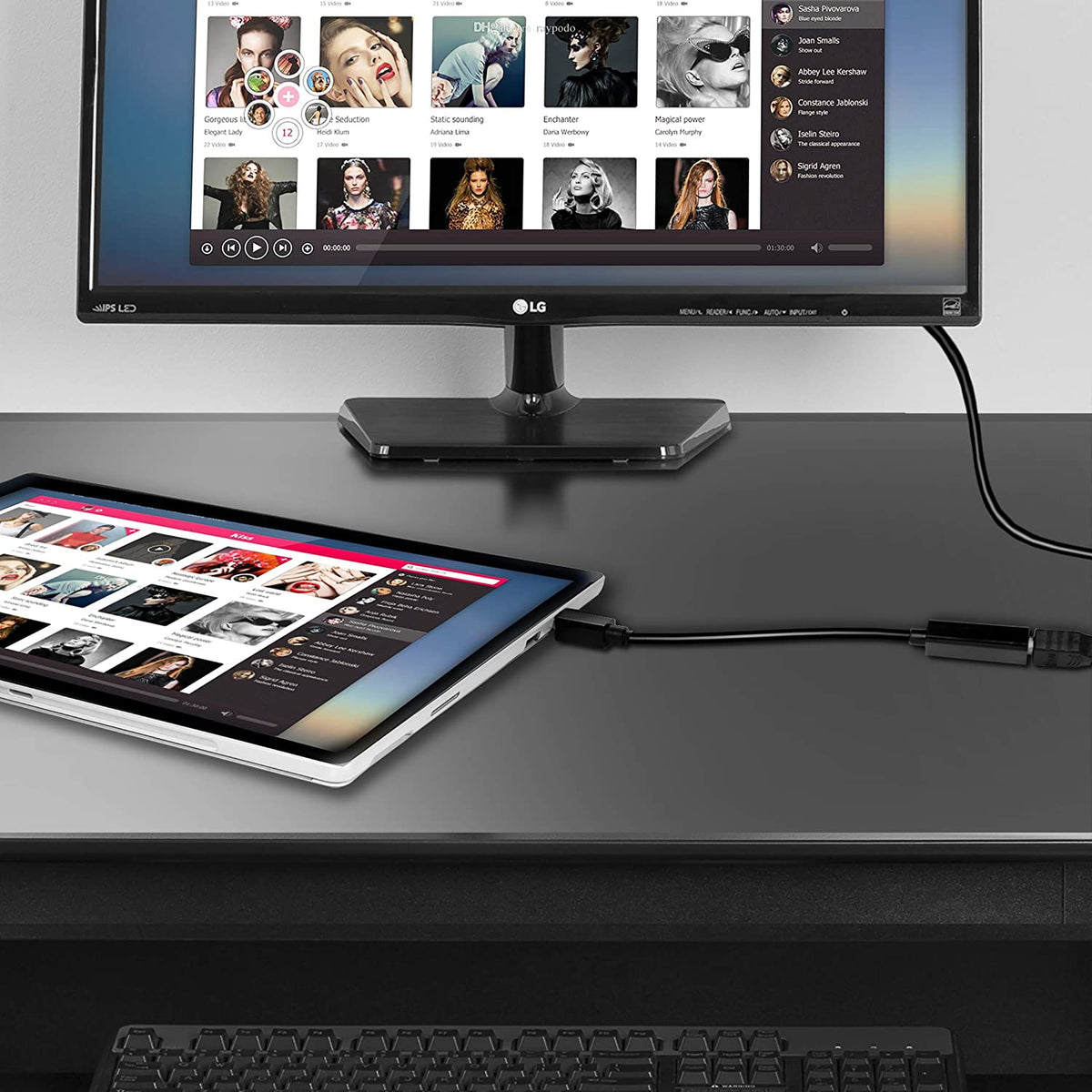 Mini DisplayPort to HDMI Adapter - MiniDP to HDMI - Thunderbolt / MiniDP to HDMI Cable Adapter - Black - with HDMI