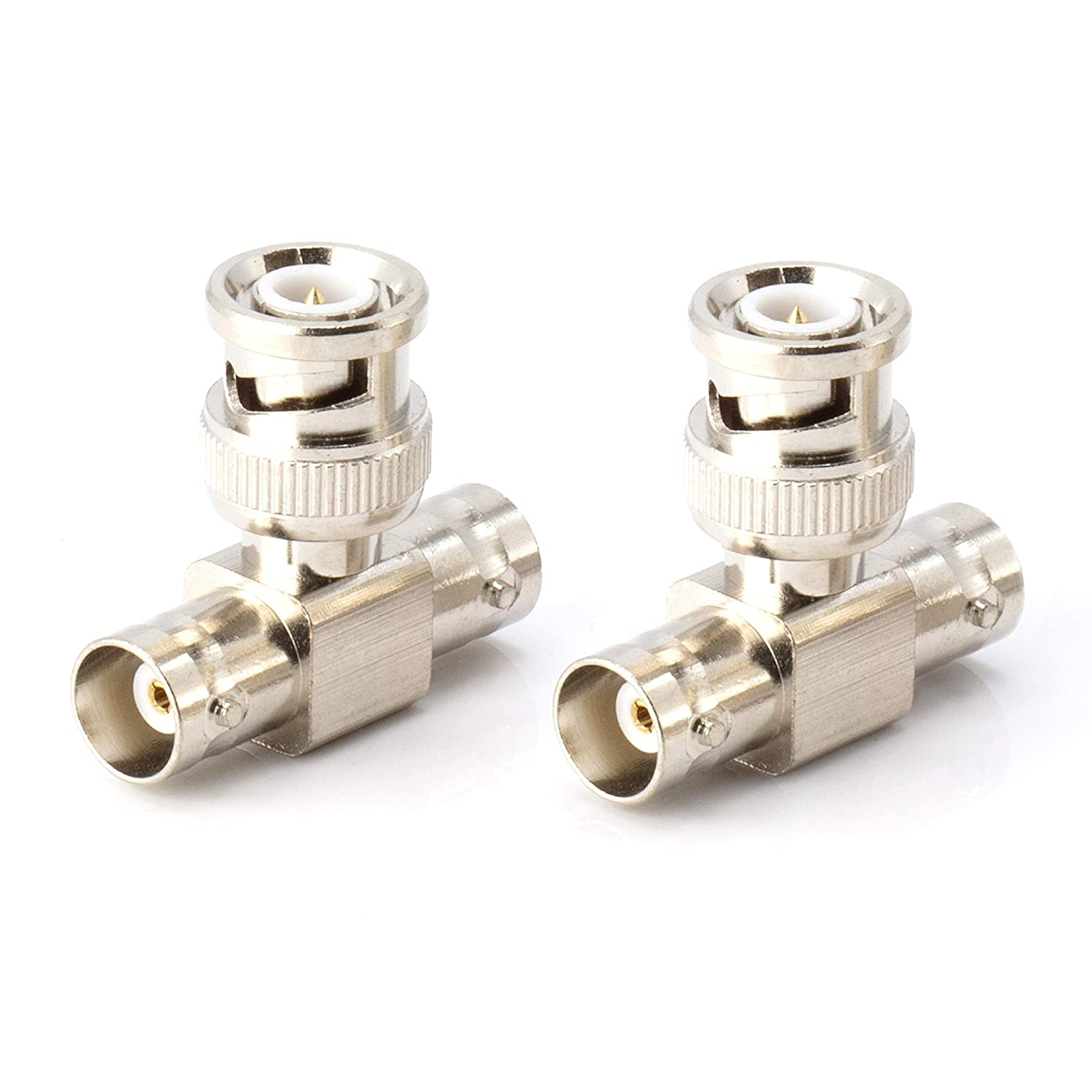 BNC T Adapter - T-Shaped Coax Splitter - 1 Male Port to 2 Female Ports, Coaxial Cable Extension - 100 Pack