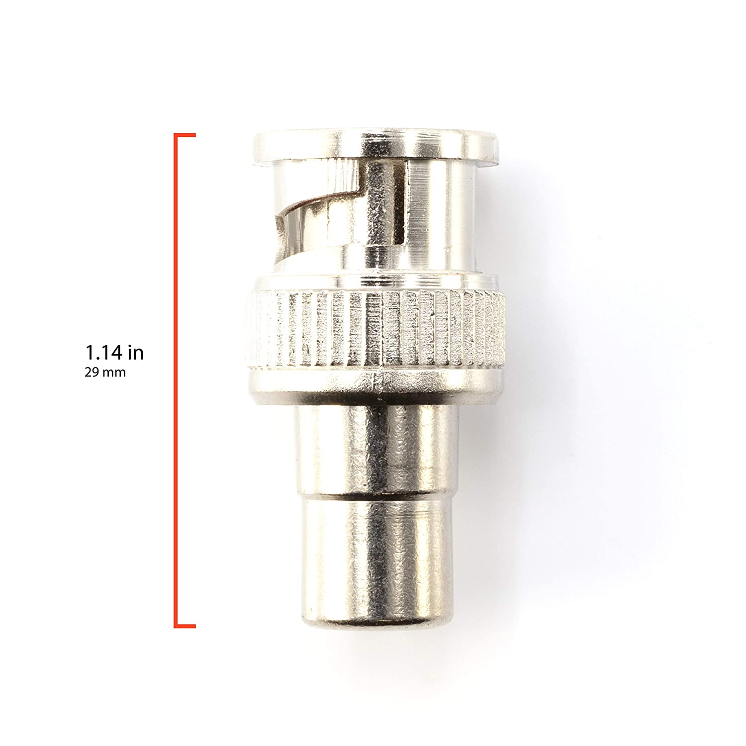 RCA and BNC Coaxial Adapter - BNC Male to RCA Female Connector, Adapter, Coupler, and Converter - For RG11, RG6, RG59, RG58, SDI, HD SDI, CCTV - 25 Pack