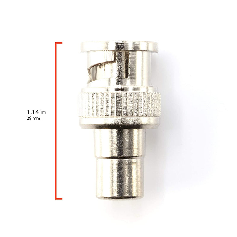 RCA and BNC Coaxial Adapter - BNC Male to RCA Female Connector, Adapter, Coupler, and Converter - For RG11, RG6, RG59, RG58, SDI, HD SDI, CCTV - 25 Pack