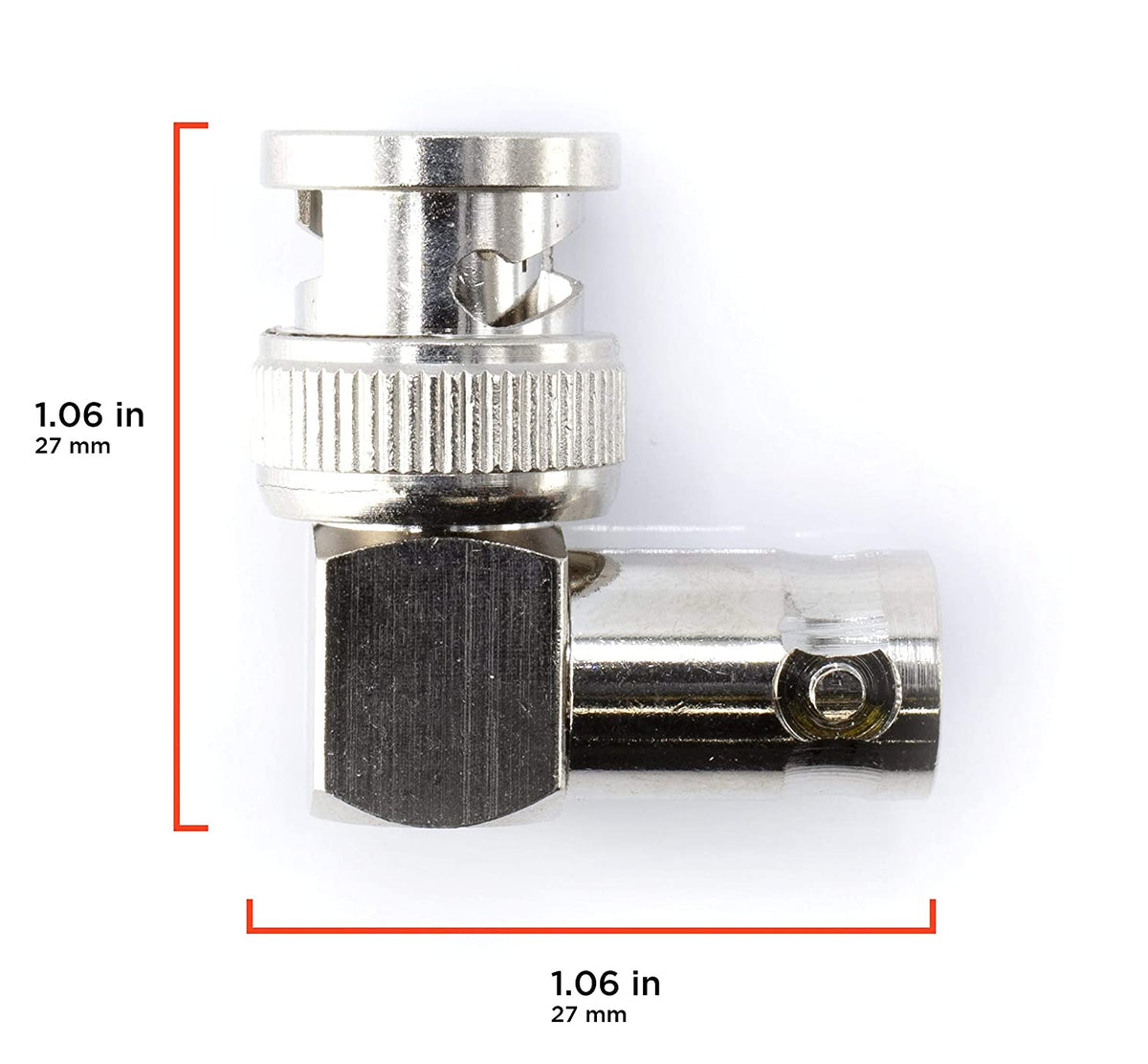 Right Angle BNC Connector - 4 Pack - BNC Elbow Male Female Adapter / 90 Degree Coaxial Connector / High Quality, well built, professional quality - HD SDI