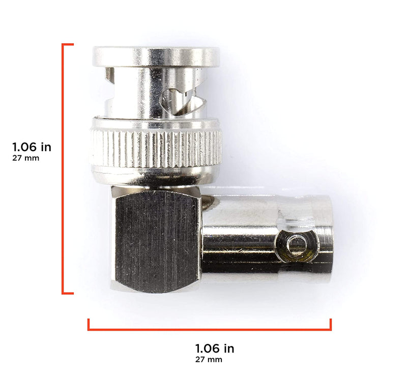 Right Angle BNC Connector - 50 Pack - BNC Elbow Male Female Adapter / 90 Degree Coaxial Connector / High Quality, well built, professional quality - HD SDI