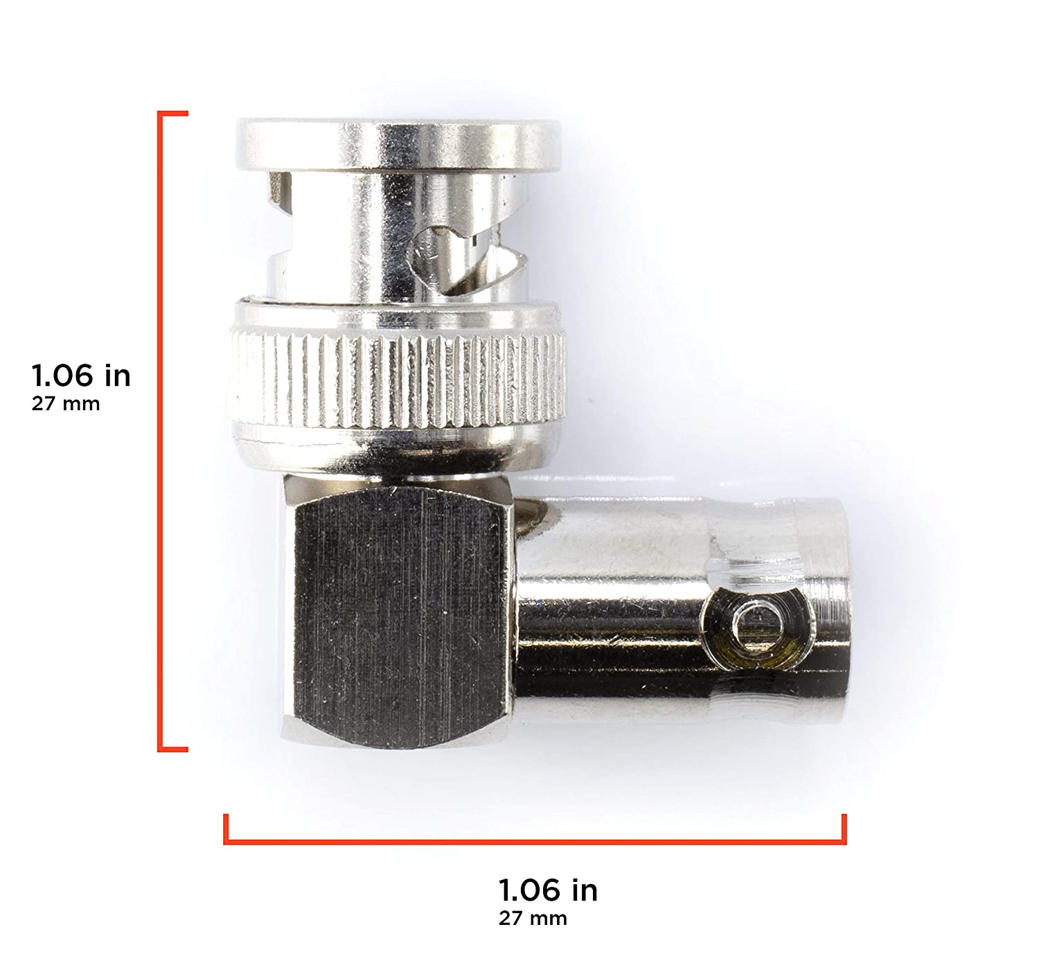 Right Angle BNC Connector - 100 Pack - BNC Elbow Male Female Adapter / 90 Degree Coaxial Connector / High Quality, well built, professional quality - HD SDI
