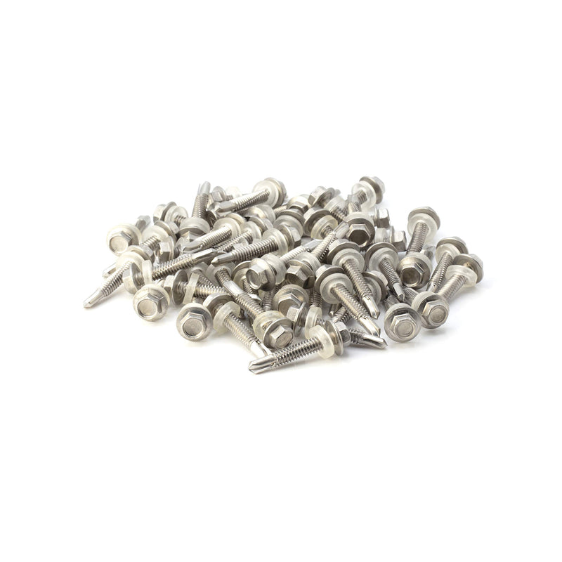 #12 Size, 1 1/4" Length (32mm) - Self Tapping Screw - Self Drilling Screw - 410 Stainless Steel Screws = Exceptional Wear and Very Corrosion Resistant) - Hex Washer Head - 100pcs