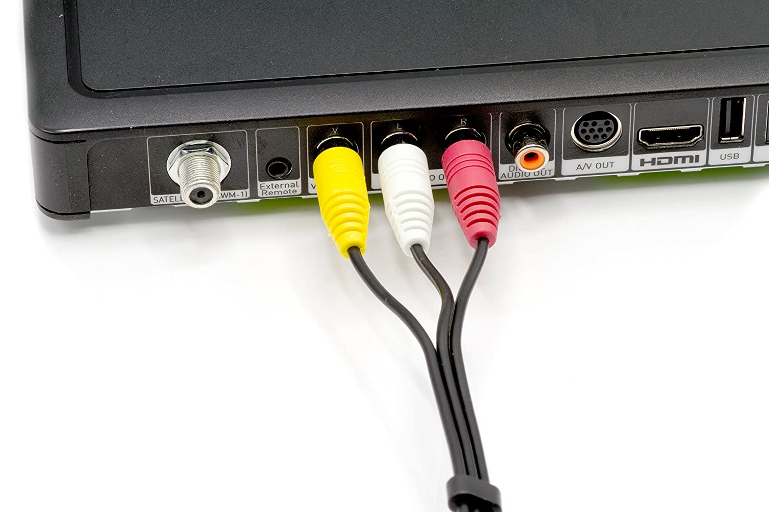 4 Way AV Switch - 4 Input 1 Output RCA Selector Switch for Composite Audio and Video - Switcher Box - Includes RCA Composite Cable (Black)