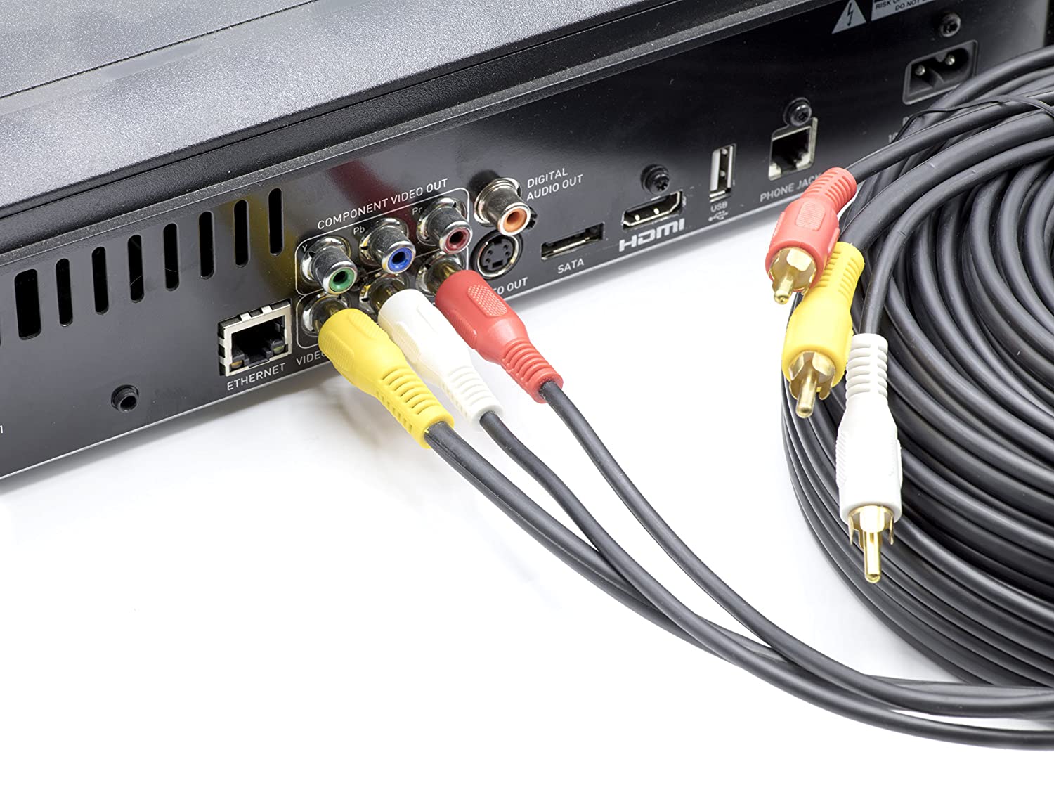 50 ft RWY RCA Composite Video Cable - (Red-White-Yellow) Composite Cable - DIRECTV, Satellite Dish, Comcast, VCR (VHS), High Quality with Gold Plated Connectors - 50 Feet