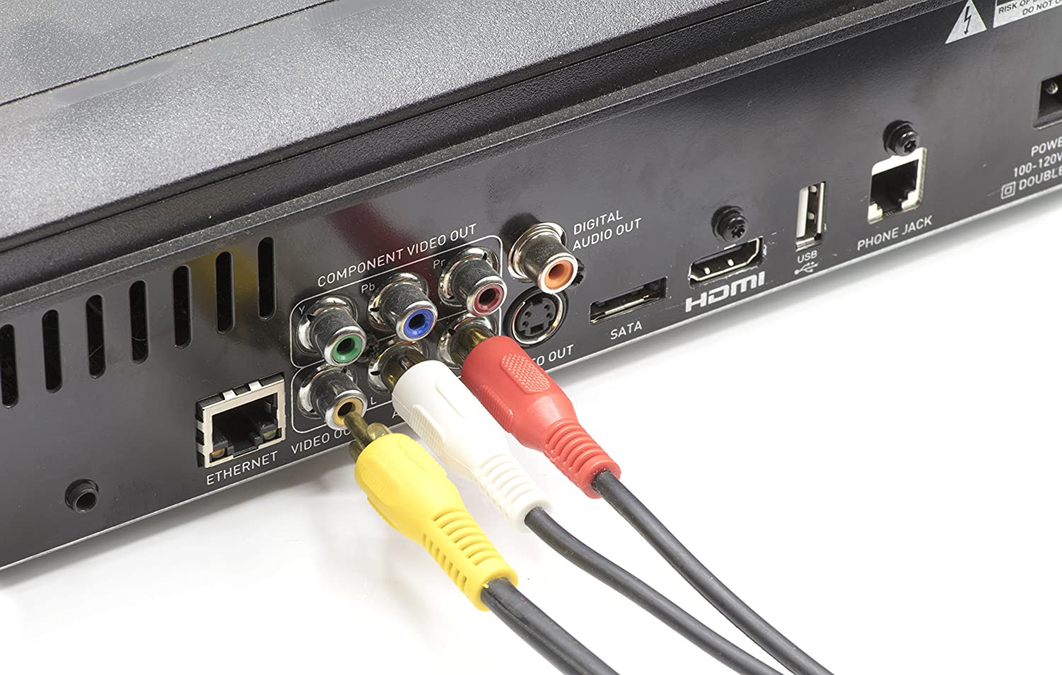 50 ft RWY RCA Composite Video Cable - (Red-White-Yellow) Composite Cable - DIRECTV, Satellite Dish, Comcast, VCR (VHS), High Quality with Gold Plated Connectors - 50 Feet