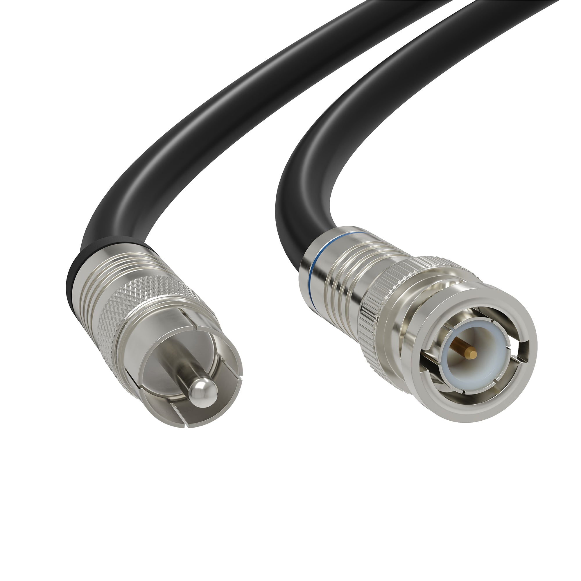 Black, 6 ft BNC to RCA RG6 Cable - Professional Grade - Male BNC to Male RCA Cable  - BNC Cable - 75 Ohm Coaxial, 50/75 Ohm Connectors, SDI, HD-SDI, CCTV, Camera, and More - 6 Feet Long, in Black