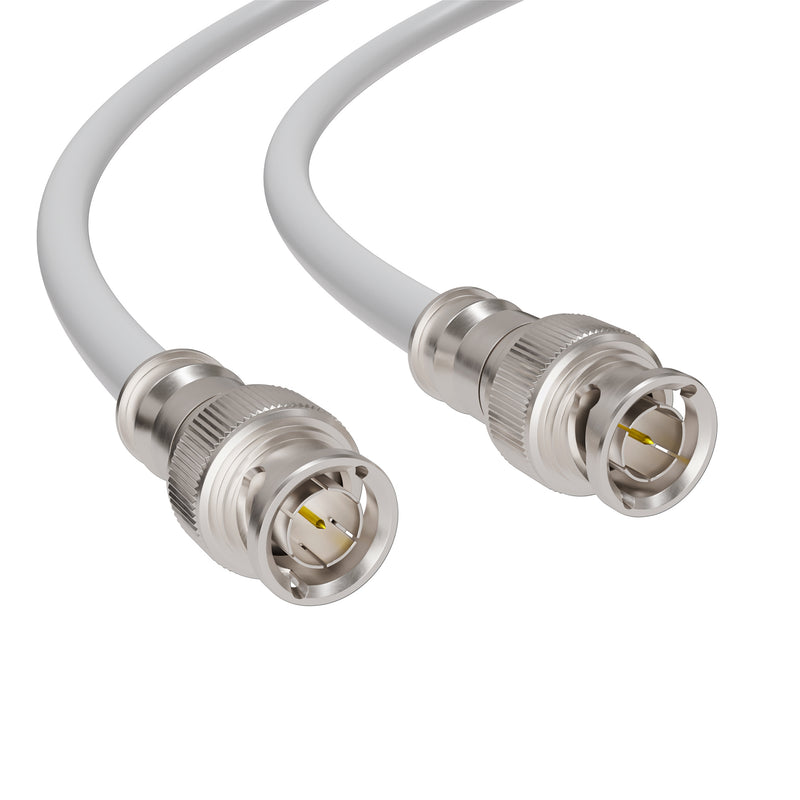 BNC Cable, White RG6 HD-SDI and SDI Cable (with two male BNC Connections) - 75 Ohm, Professional Grade, Low Loss Cable - 50 feet (50')