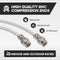 BNC Cable, White RG6 HD-SDI and SDI Cable (with two male BNC Connections) - 75 Ohm, Professional Grade, Low Loss Cable - 150 feet (150')