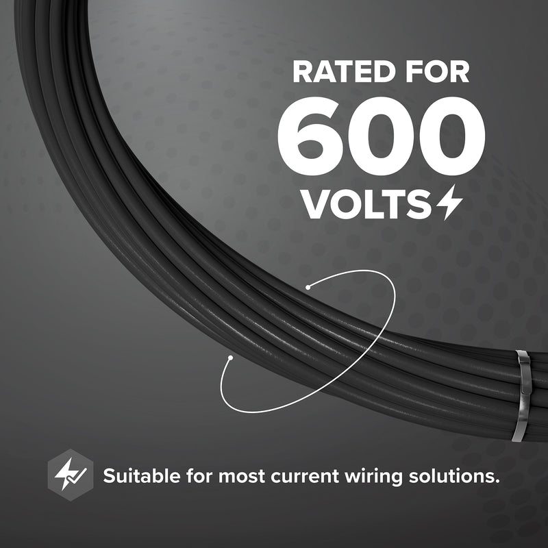 150 Feet (45 Meter) - Insulated Stranded Copper THHN / THWN Wire - 12 AWG, Wire is Made in the USA, Residential, Commercial, Industrial, Grounding, Electrical rated for 600 Volts - In Black